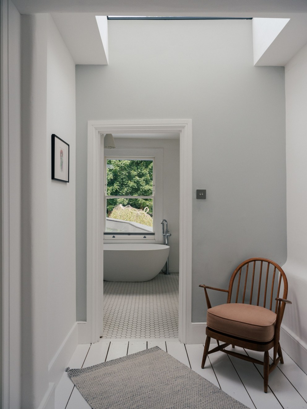 North London Victorian Villas | View of bathroom from central staircase | Interior Designers